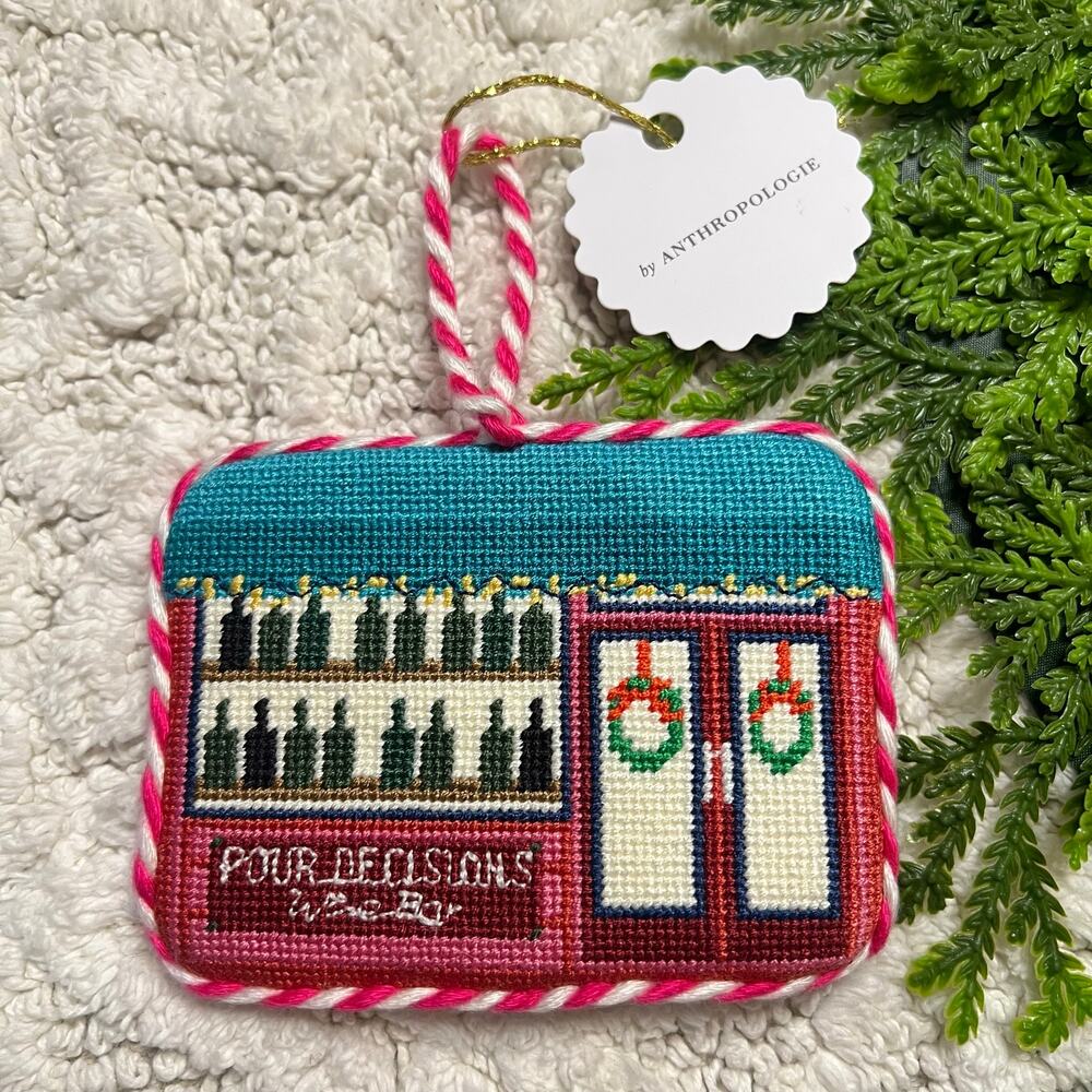Anthropologie FURBISH STUDIO HOLIDAY ORNAMENT Christmas Pour Decisions Wine Bar
